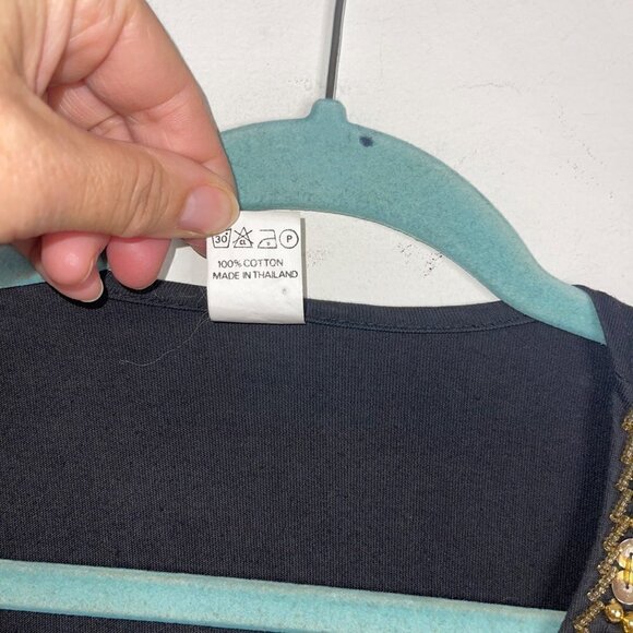 Now Collection Design Vintage Top Size Large Dolman Sleeve Cotton Sequin Beaded - Picture 5 of 9